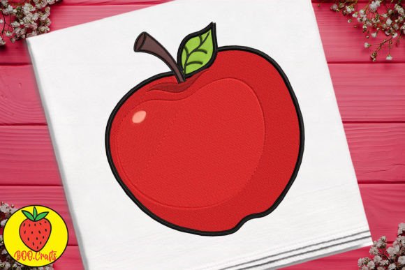 Cute Red Apple Embroidery Design
